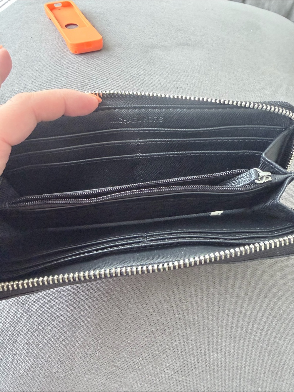 Michael Kors Black Zip-Around Card Wallet with Signature Plate - Picture 3 of 3